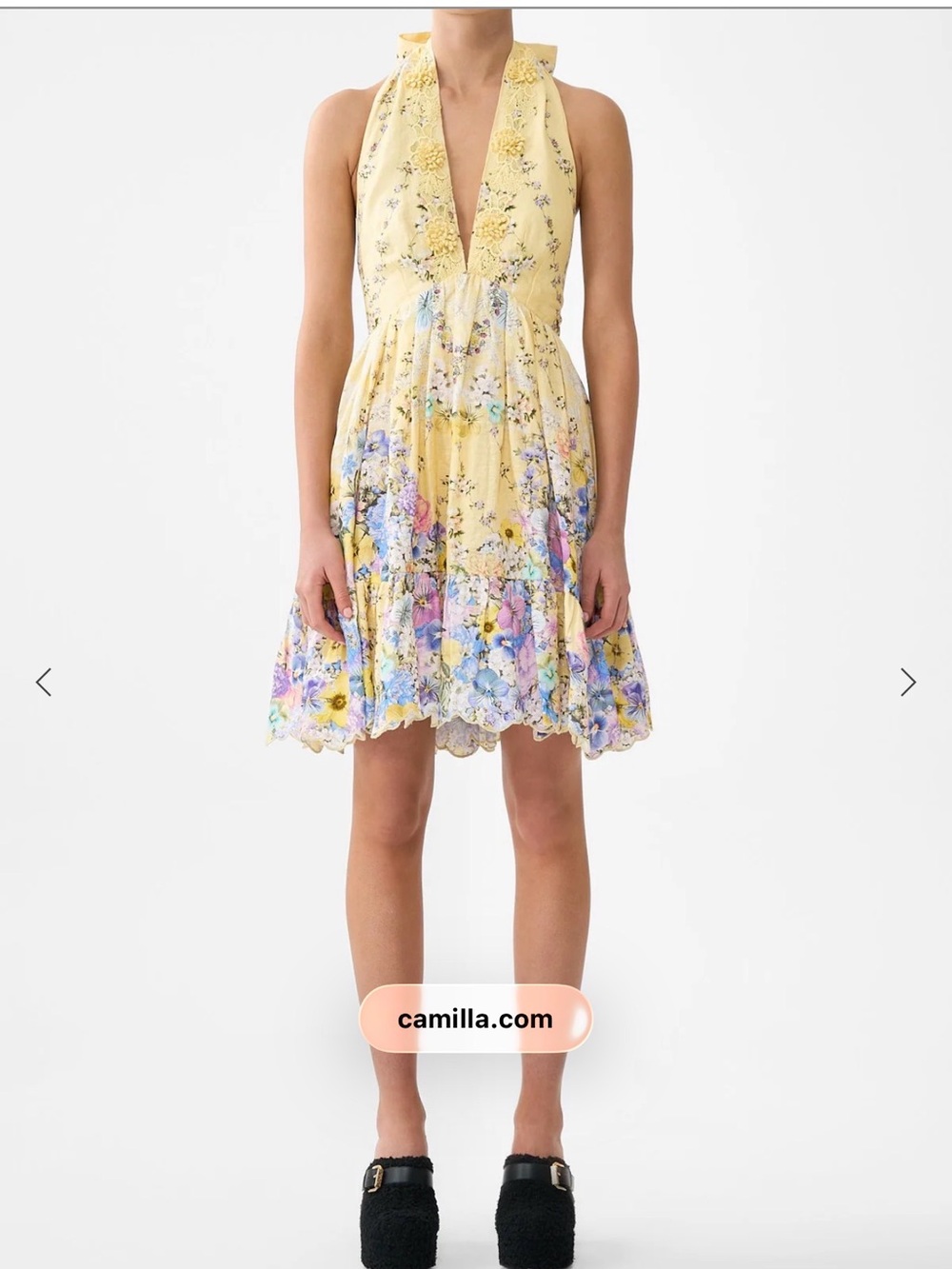 Camilla Ruffle Hem Halter Short Dress